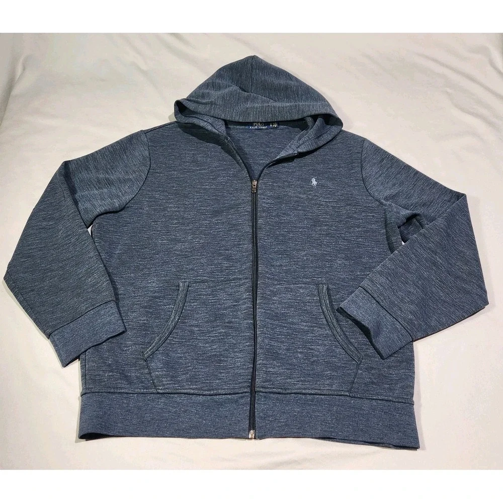 Polo Ralph‎ Lauren Double Knit Full Zip Hoodie Mens XL Blue Eclipse Heather Navy